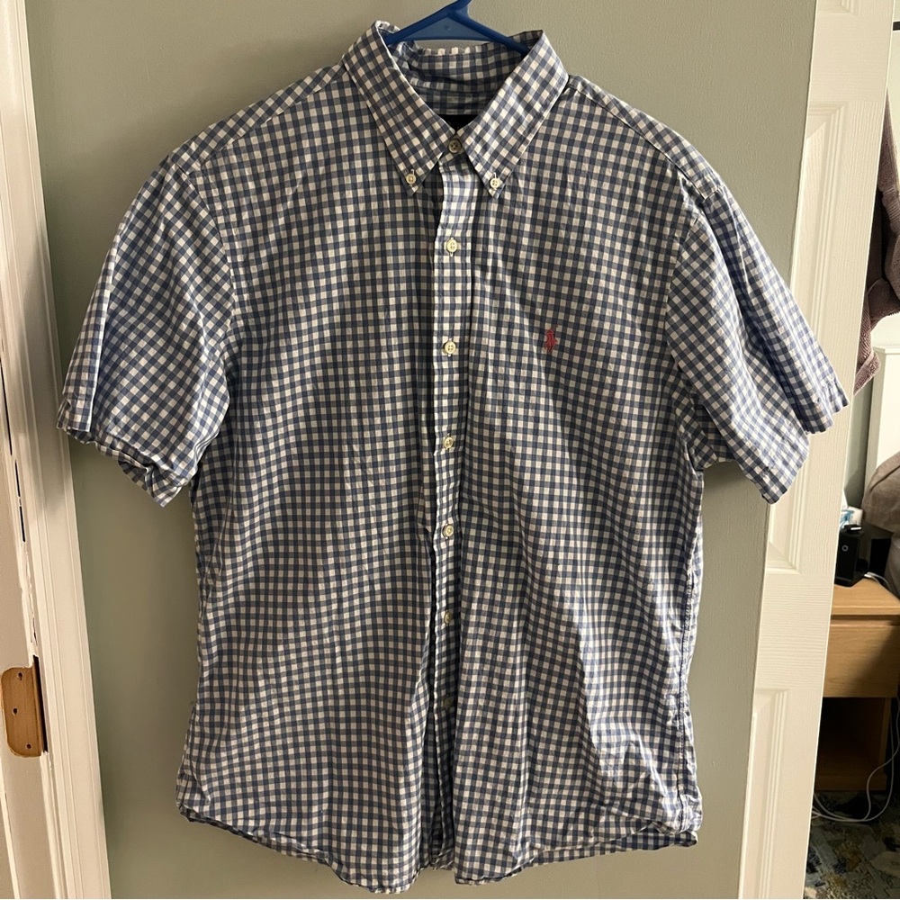 Ralph Lauren Blue Checkered Button Down Shirt